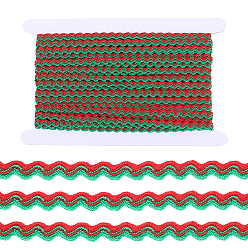 Rot 1 Polyesterband mit Pailletten-Wellenfransen, mit 1pc Displaykarte aus Karton, Geschenkaccessoires, Wellenbiegeband für Bekleidungszubehör, rot, 1/4 Zoll (8 mm), ungefähr 18.59 Yards (17 m)/Satz