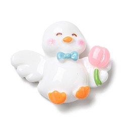 White Cute Duck Opaque Resin Cabochons, White, 23x27x8mm