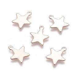 Розовое Золото 201 подвески из нержавеющей стали, звезда, штамповка пустой метки, розовое золото , 15x13x0.6 мм, отверстие : 1.4 мм