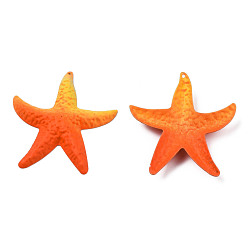 Dark Orange Spray Painted Iron Big Pendants, Starfish, Dark Orange, 50x46.5x6mm, Hole: 1.2mm