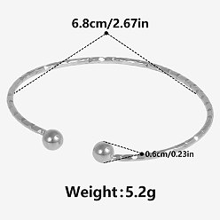 Нержавеющая Сталь Цвет Стильные 304 из нержавеющей стали манжеты браслеты, браслеты с крутящим моментом для женщин, цвет нержавеющей стали, 7-7/8 дюйм (20 см), внутренний диаметр: 2-5/8 дюйм (6.8 см)