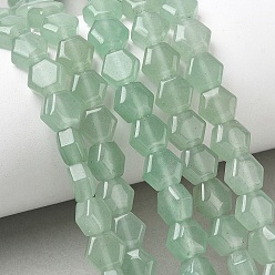 Aventurin Natürlichen grünen Aventurin Perlen Stränge, Hexagon, 8x8.5~9x5 mm, Bohrung: 0.8 mm, ca. 47~48 Stk. / Strang, 15.16~15.35'' (38.5~39 cm)
