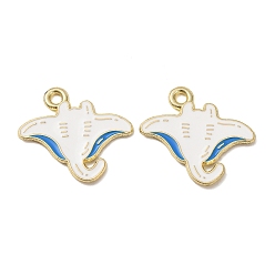 Fish Подвески из морского сплава с эмалью, золотые, амулеты манта скат, 23x24x1.2 мм, отверстие : 2.3 мм