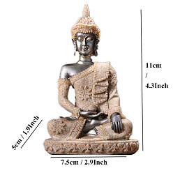 Olive Resin Buddha Statue, for Zen Home Office Feng Shui Ornament, Olive, 75x50x110mm