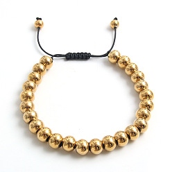 Золотой Регулируемые гальванизированные титановые 304 бусины из нержавеющей стали плетеные браслеты из бусин для женщин и мужчин, золотые, внутренний диаметр: 1/4 дюйм (0.8 см)