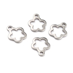Edelstahl Farbe Anlaufgeschützt 304 Charms aus Edelstahl, Blume, Edelstahl Farbe, 13x11x1.3 mm, Bohrung: 1.6 mm