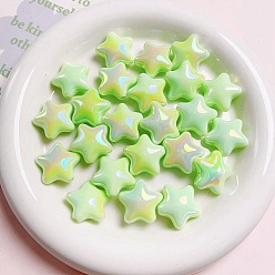 Светло-зеленый Пластиковые бусины с УФ-покрытием, переливающаяся звезда, светло-зеленый, 22x22 мм, отверстие : 2.8 мм