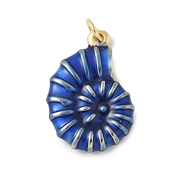 Синий Латунь эмаль подвески, подвеска в виде ракушки, с целью перехода в кольце, без свинца и без кадмия, долговечный, стойки покрытие, реальный 18 k позолоченный, синие, 22x15.5x4 мм, отверстие : 3.4 мм