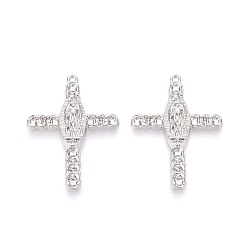 Платина Подвески из сплава , крест с девственной мари, платина, 35.5x26x3 мм, отверстие : 1.5 мм