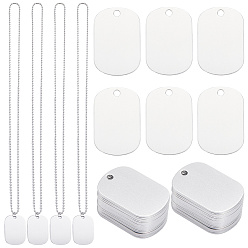 Rectangle Наборы для самостоятельного изготовления ожерелий с подвесками, включая алюминиевые подвески, штамповка заготовок для бирок и изготовление ожерелий из нержавеющей стали, устойчивой к потускнению, прямоугольные, 38x25.5x0.5 мм, отверстие : 3.5 мм, 20 шт