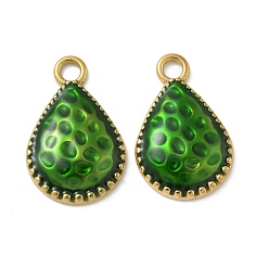 Зеленый Ионное покрытие (ip) 304 подвески из нержавеющей стали, с эмалью, реальный 18 k позолоченный, очарование слезы, зелёные, 22x14x3.5 мм, отверстие : 2.5 мм