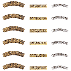 Mixed Color 30Pcs 3 Style Hollow Alloy Tube Beads, Tube, Mixed Color, 10pcs/style
