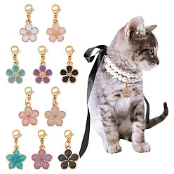 (52) Непрозрачная лаванда 10Шт подвесные украшения из сплава эмали, с 304 из нержавеющей стали Lobster Claw застежками, цветок, разноцветные, 27 мм, 10 шт / комплект