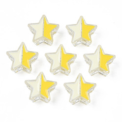 Gold Transparent Acrylic Beads, with Enamel, Star, Gold, 19x20x9mm, Hole: 3mm