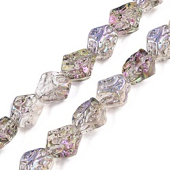 Средняя Орхидея Стеклянные бусины с гальваническим покрытием , самородки, средне орхидеи, 13.5~14x13~13.5x10 мм, отверстие : 1 мм, около 45 шт / нитка, 24.21 дюйм (61.5 см)