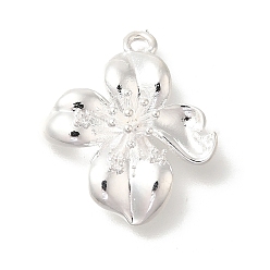 Серебро Цветок стойки обшивки латунь микро проложить Цирконом подвески, долговечный, без свинца и без кадмия, серебряные, 21.5x18.5x5 мм, отверстие : 1.6 мм