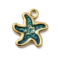 Морская звезда 304 нержавеющей стальной эмали подвески, ионное покрытие (ip), реальный 18 k позолоченный, морская звезда, 15x14x2 мм, отверстие : 1.6 мм