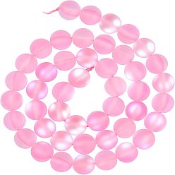 Deep Pink 2 Strands Synthetic Labradorite Frosted Beads Strand, Round, Deep Pink, 8mm, Hole: 1mm, about 47pcs/strand, 14.76 inch(37.5cm), 2strands/box