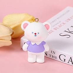 Фиолетовый Большие подвески из непрозрачной смолы, с золотыми тонами железных петель, медведь, фиолетовые, 56x38 мм