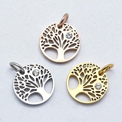 (52) Непрозрачная лаванда 316 хирургические подвески из нержавеющей стали, с кубического циркония, плоские круглые с деревом, прозрачные, разноцветные, 12x1.5 мм, отверстие : 3 мм