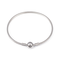 Нержавеющая Сталь Цвет Не тускнеет 304 изготовление браслетов из нержавеющей стали в европейском стиле, круглые, цвет нержавеющей стали, 2-3/8 дюйм (5.9 см), 3 мм