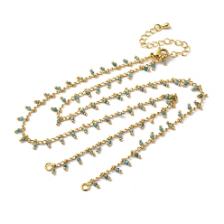 Апатит Латунь кабель цепи ожерелье изготовление, с натуральным голубым апатитом, стойки покрытие, долговечный, реальный 18 k позолоченный, спаянный, 19.49 дюйм (49.5 см)