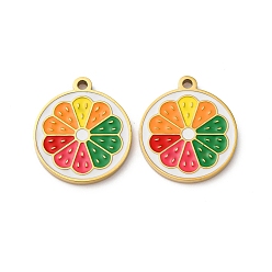 Другие Фруктовая серия 304 эмалированные подвески из нержавеющей стали, ионное покрытие (ip), золотые, грейпфрут, 15x13x1 мм, отверстие : 1.2 мм