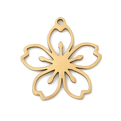 Золотой 5 шт. 201 подвески из нержавеющей стали, лазерная резка, полый цветочный шарм, золотые, 18x17x1 мм, отверстие : 1.2 мм