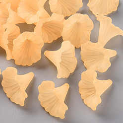 Light Khaki Transparent Acrylic Beads, Calla Lily, Frosted, Light Khaki, 40.5x33x35mm, Hole: 1.8mm, about 135pcs/500g