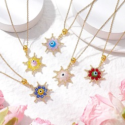 (52) Непрозрачная лаванда Стеклянные бусины и ожерелья ручной работы с подвесками в виде звездочек от сглаза, 304 из нержавеющей стали кабель цепи ожерелья, золотые, разноцветные, 17.91 дюйм (45.5 см)