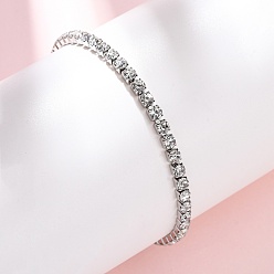 Кристалл 304 браслеты-цепочки из нержавеющей стали со стразами для женщин, квадратный, цвет нержавеющей стали, кристалл, 7-1/8 дюйм (18 см)