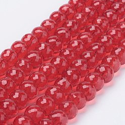 Красный Стеклянные бусины, граненые, шайба, красные, 8x6 мм, отверстие : 1 мм, около 39 шт / нитка, 7.8 дюйм (20 см)
