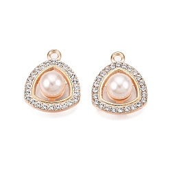 Кристалл Подвески из сплава и страза, с ABS имитации жемчуга, без кадмия и без свинца, треугольник прелести, кристалл, 20.5x17x8.5 мм, отверстие : 1.8 мм