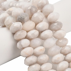 Сумасшедший Агат Натуральные белые сумасшедшие агатовые бусины, рондель, граненые, 9.5~10x6~7 мм, отверстие : 1~1.2 мм, около 58~60 шт / нитка, 15.28~15.47 дюйм (38.8~39.3 см)