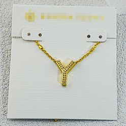 Letter Y Латунные инициальные подвески-ожерелья для женщин, золотые, Письмо Y, 15.75 дюйм (40 см)