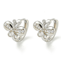 Платина Латунные серьги обруча, с четким кубического циркония, бабочка, платина, 12.5x13 мм