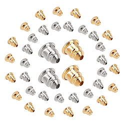 Real 18K Gold Plated 40Pcs 2 Colors Brass Ear Nuts, Earring Backs, Real Platinum Plated & Real 18K Gold Plated, 6mm, Hole: 0.6mm