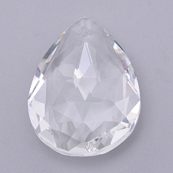 Clair Pendentifs en verre transparent, pour pendentifs suspendus en cristal lustre, facette, larme, clair, 49x35x18mm, Trou: 1.8mm