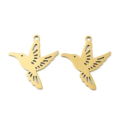 Золотой Ионное покрытие (ip) 201 подвески из нержавеющей стали, лазерная резка, очарование птицы, золотые, 28x25x1 мм, отверстие : 2 мм