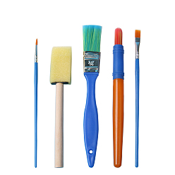 (52) Непрозрачная лаванда Пластиковая детская нейлоновая головка щетки темпера набор кистей, с алюминиевой трубкой, для художников кисти для рисования, разноцветные, 14.6~18 см, 5 шт / комплект