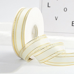 Бежевый Ленты из полиэфирной органзы с золотым краем, аксессуары для одежды, лента для упаковки подарка, бежевые, 1 дюйм (25 мм), около 49.21 ярдов (45 м) / рулон