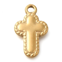 Настоящее золото 14K 304 подвески из нержавеющей стали, крест очарование, реальный 14 k позолоченный, 20x13x3.5 мм, отверстие : 1.8 мм