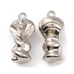 Platinum CCB Plastic Pendants, Snake Charm, Platinum, 35.5x17.5x13mm, Hole: 2.7mm