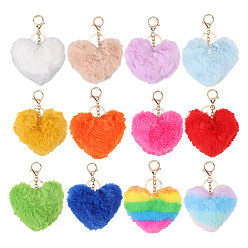 (52) Непрозрачная лаванда 24шт. плюшевые брелоки из ткани, сердце, с цинковым сплавом застежками омаров коготь, золотой свет, разноцветные, 145 мм