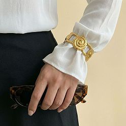 Shell Shape 304 широкие браслеты-манжеты из нержавеющей стали, эффектные браслеты для женщин, золотые, раковина, внутренний диаметр: 2.36 дюйм (6 см)