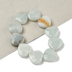 Flower Amazonite Натуральный цветок амазонитовые бусины пряди, граненые, сердце, 14.5~15x15~15.5x5.5~6 мм, отверстие : 1 мм, около 10 шт / нитка, 5.51~5.71'' (14~14.5 см)
