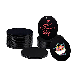 Черный Акриловые листы, принадлежности для изготовления поделок, плоско-круглые, чёрные, 75x2 мм, отверстие : 4.5 мм