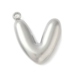 Letter V 304 начальные подвески из нержавеющей стали, цвет нержавеющей стали, Буква V, 16~18x6~18x3 мм, отверстие : 1.8 мм