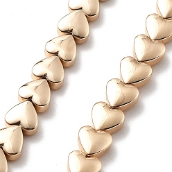 Светло-Золотое Покрытие Синтетических немагнитных гематит бисер нитей, сердце, свет позолоченные, 6x6~6.5x3 мм, отверстие : 0.8 мм, около 73 шт / нитка, 15.75'' (40 см)