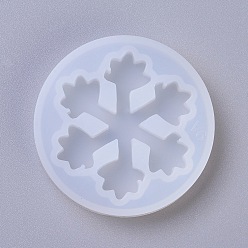 White Silicone Molds, Resin Casting Molds, For UV Resin, Epoxy Resin Jewelry Making, Snowflake, White, 50x8mm